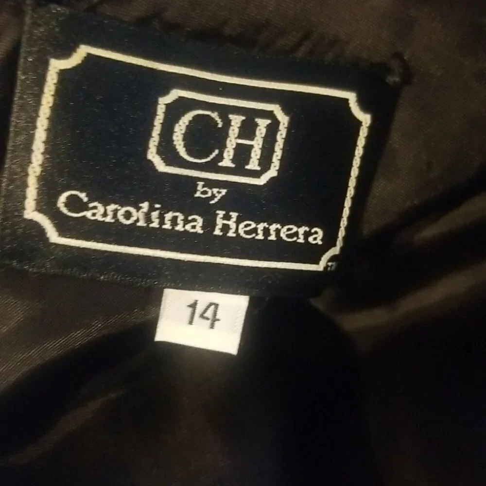 Carolina Herrera Black and White Patterned Long Coat Dress - Picture 4 of 6